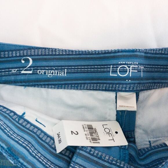 LOFT Striped Blue Green White Mini Shorts Womens Size 2 - Picture 8 of 12